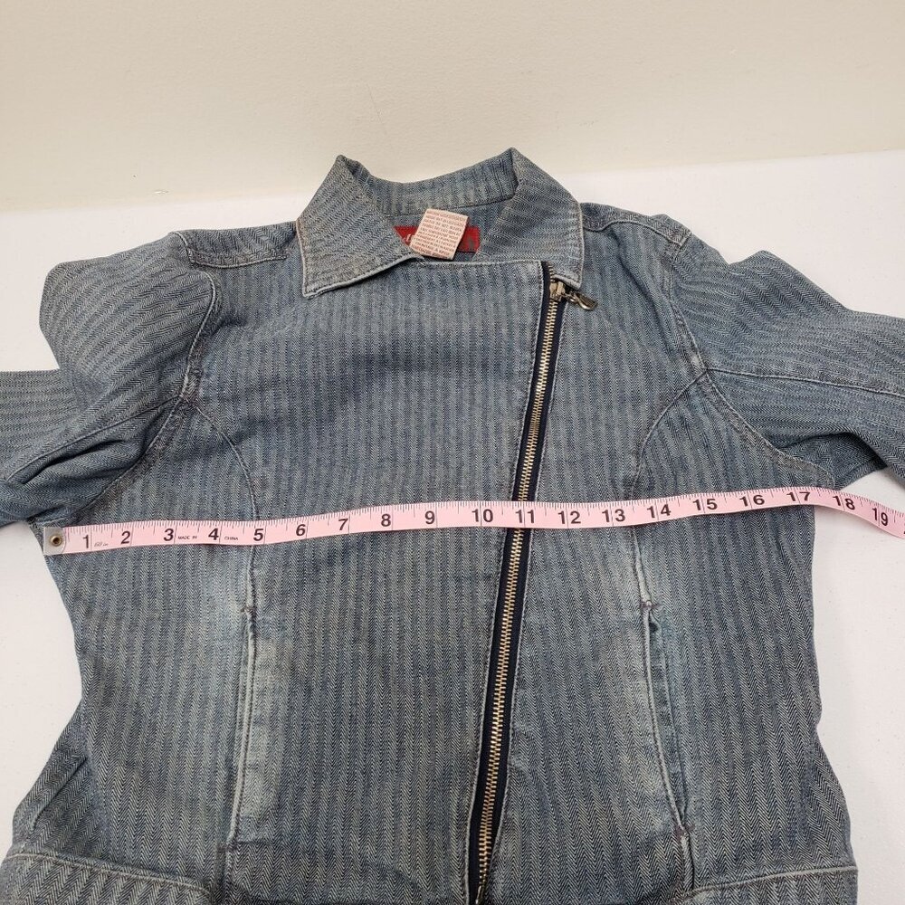 Pelle Pelle Womens Zip Denim Moto  Jacket Size Medium - Picture 10 of 11
